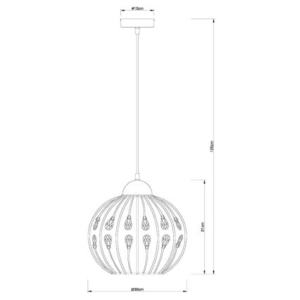 Globo - Pendelleuchte mit Kabel 1xE27/60W/230V, Durchmesser 30 cm