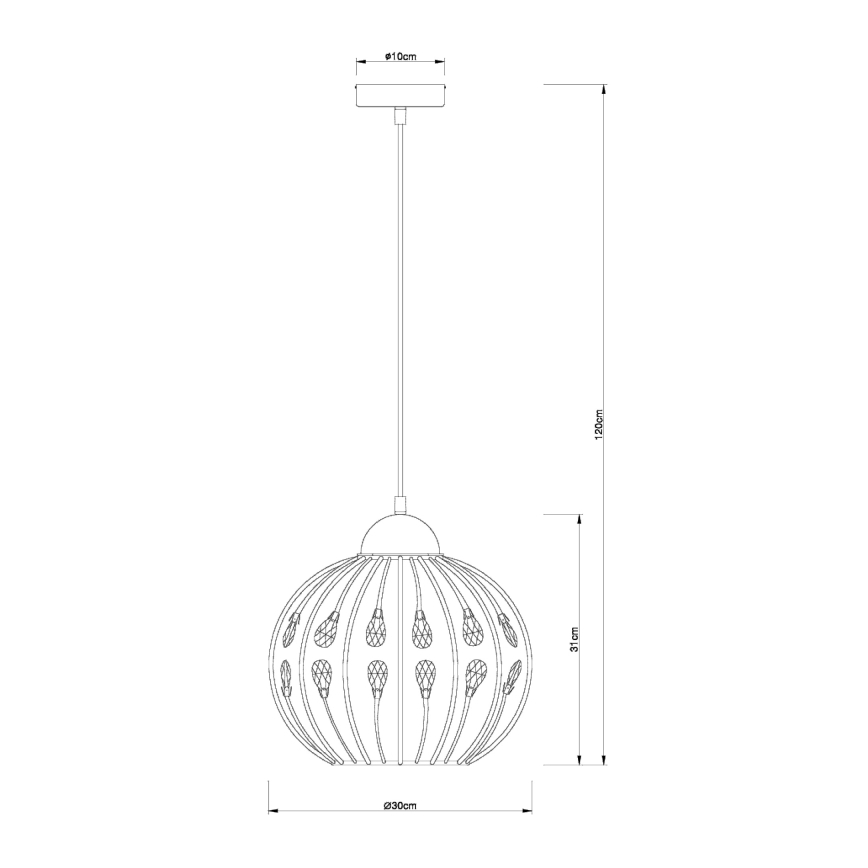 Globo - Pendelleuchte mit Kabel 1xE27/60W/230V, Durchmesser 30 cm