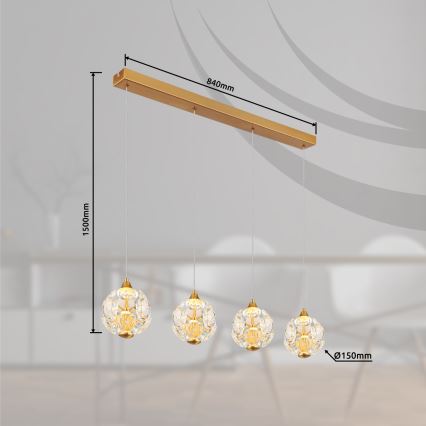 Globo - LED-Pendelleuchte an einem Kabel LED/32W/230V 3000K goldfarben