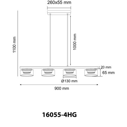 Globo - LED-Hängeleuchte 4xGX53/6W/230V rauchig/braun