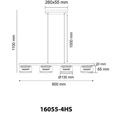 Globo - LED-Hängeleuchte 4xGX53/6W/230V rauchig/schwarz