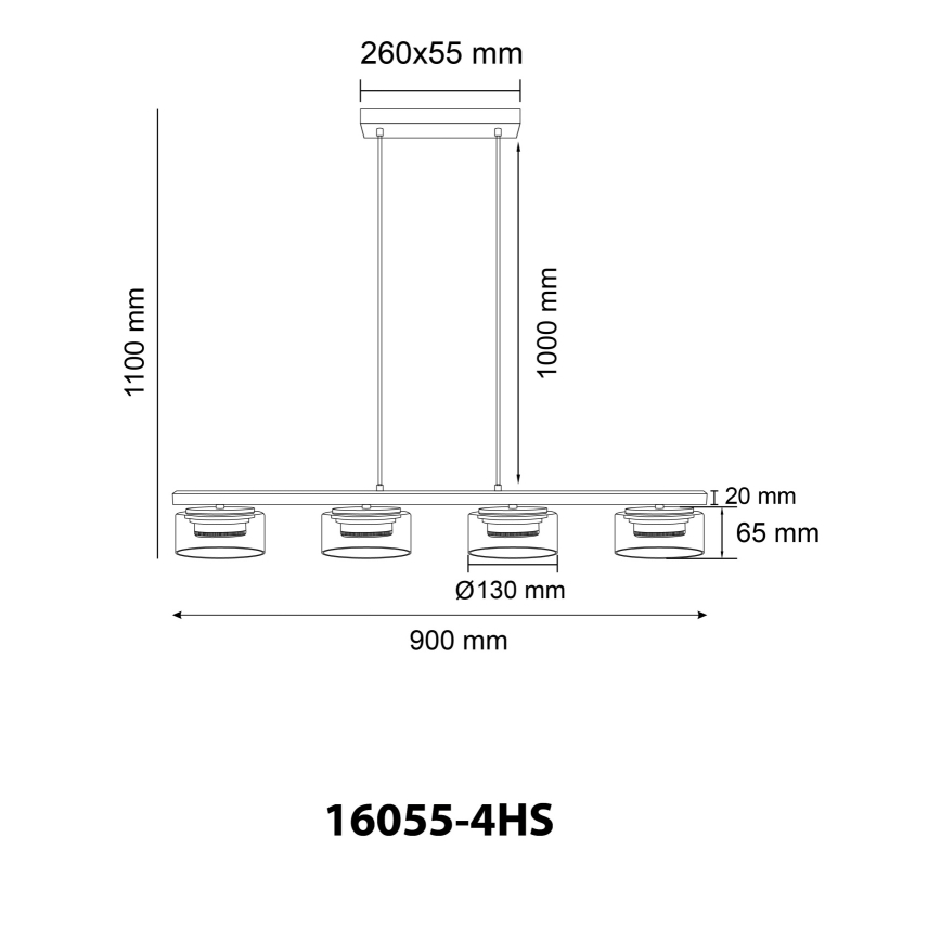 Globo - LED-Hängeleuchte 4xGX53/6W/230V rauchig/schwarz