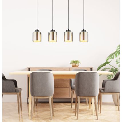 Globo - Hängeleuchte 4xE27/60W/230V glänzendes Chrom