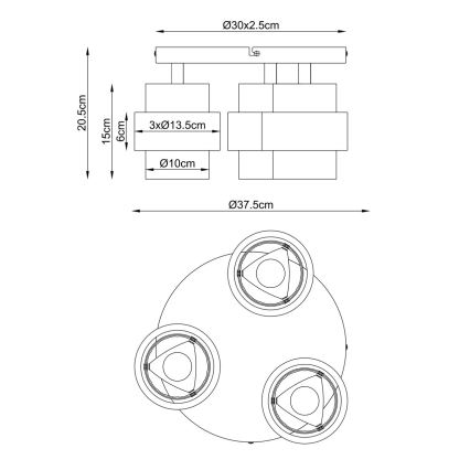 Globo - Aufgesetzte Deckenleuchte 3xE27/40W/230V Travertin