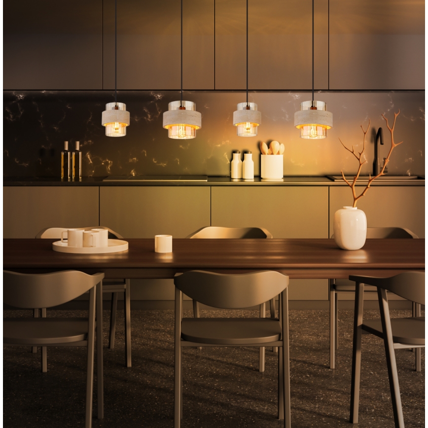 Globo - Pendelleuchte an Kabel 4xE27/40W/230V Travertin