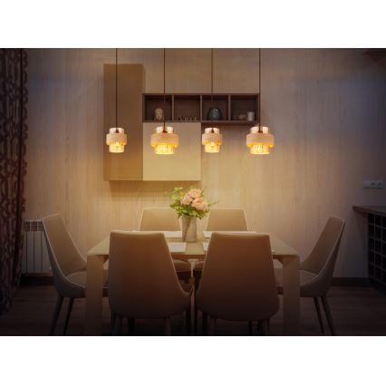 Globo - Pendelleuchte an Kabel 4xE27/40W/230V Travertin
