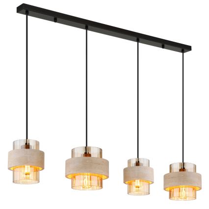 Globo - Pendelleuchte an Kabel 4xE27/40W/230V Travertin