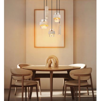 Globo - Pendelleuchte mit Seilaufhängung 3xE27/40W/230V + 2xGU10/10W Travertin