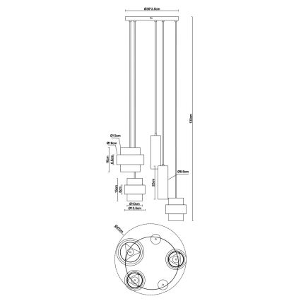 Globo - Pendelleuchte mit Seilaufhängung 3xE27/40W/230V + 2xGU10/10W Travertin