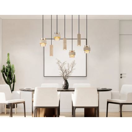 Globo - Pendelleuchte mit Kabelabhängung 4xE27/40W/230V + 3xGU10/10W Travertin