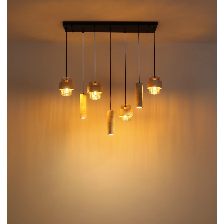Globo - Pendelleuchte mit Kabelabhängung 4xE27/40W/230V + 3xGU10/10W Travertin
