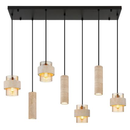 Globo - Pendelleuchte mit Kabelabhängung 4xE27/40W/230V + 3xGU10/10W Travertin