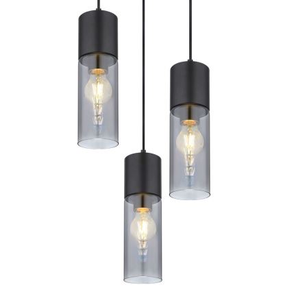 Globo - Deckenleuchte an Kabel 3xE27/25W/230V Ø 30 cm schwarz