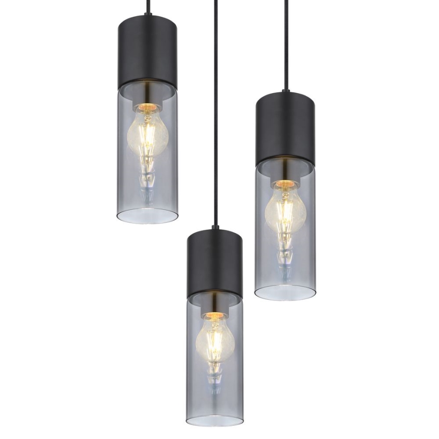 Globo - Deckenleuchte an Kabel 3xE27/25W/230V Ø 30 cm schwarz