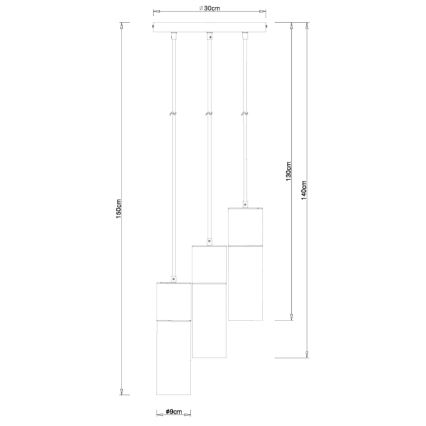 Globo - Deckenleuchte an Kabel 3xE27/25W/230V Ø 30 cm schwarz