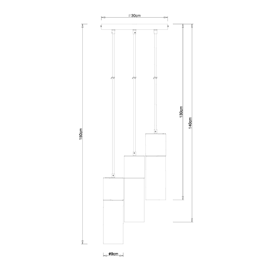 Globo - Deckenleuchte an Kabel 3xE27/25W/230V Ø 30 cm schwarz