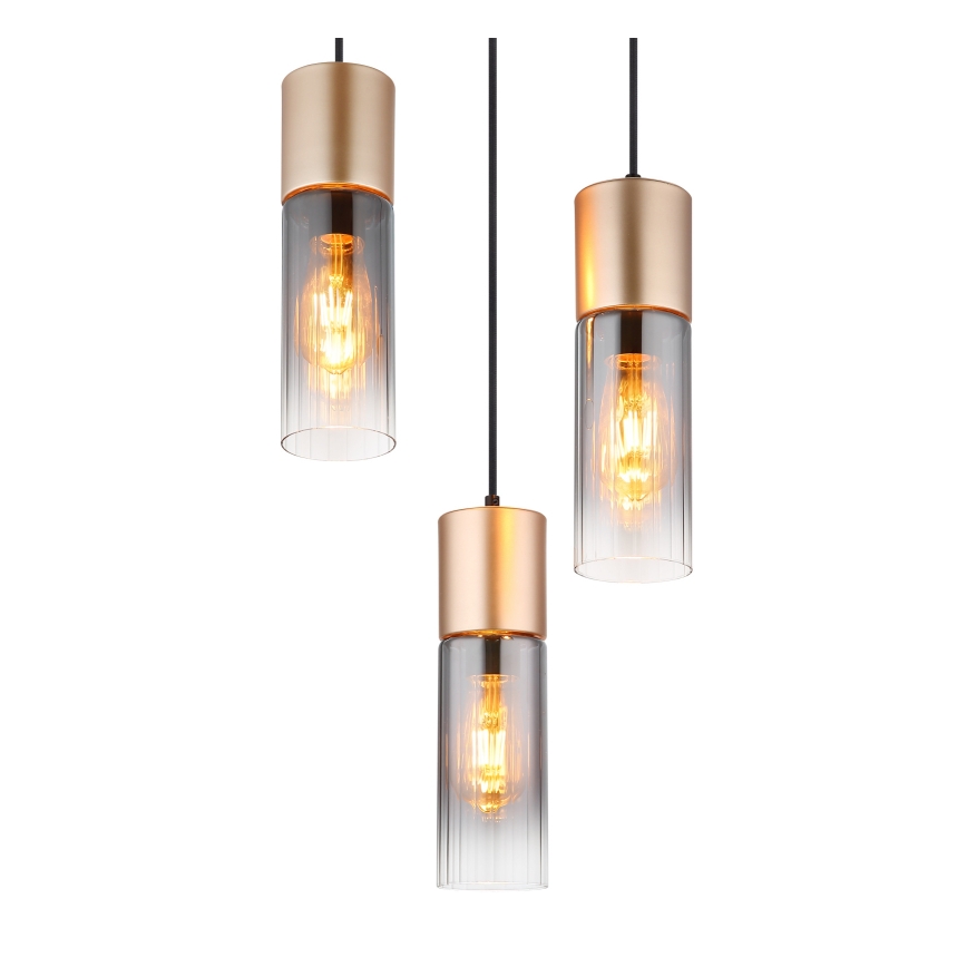 Globo - Pendelleuchte an Kabel 3xE27/25W/230V bronzefarben Ø 30 cm