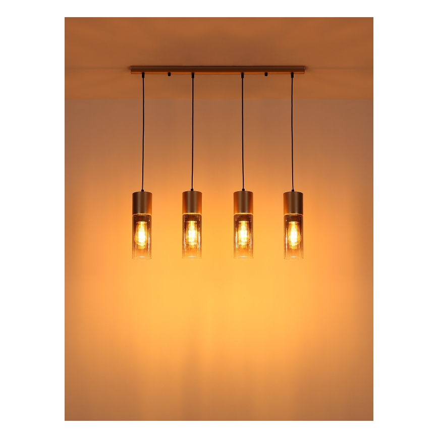 Globo - Hängeleuchte mit Kabel 4xE27/25W/230V bronzefarben