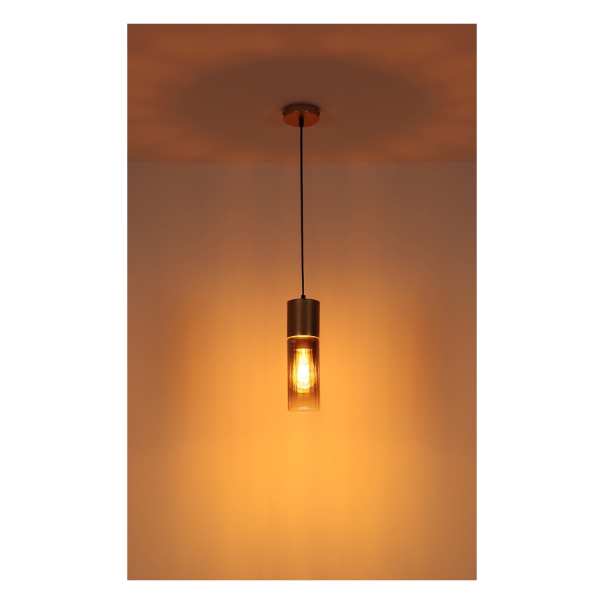 Globo - Pendelleuchte an Kabel 1xE27/25W/230V, bronzefarben, Ø 10,5 cm