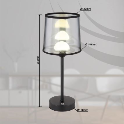 Globo - LED Dimm- und aufladbare Tischleuchte mit Touch-Funktion LED/2,5W/3,7V 2700/4000/6500K 1800 mAh schwarz
