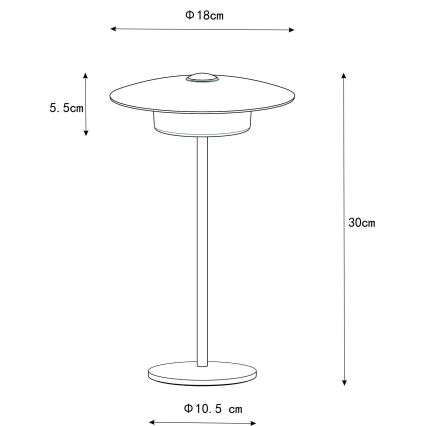 Globo - LED Außen-Tischlampe mit Touch-Bedienung, wiederaufladbar LED/3W/3,7V 1800/2700/3000K IP44 1800 mAh grau