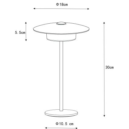 Globo - LED Außen-Tischlampe mit Touch-Bedienung, wiederaufladbar LED/3W/3,7V 1800/2700/3000K IP44 1800 mAh weiß