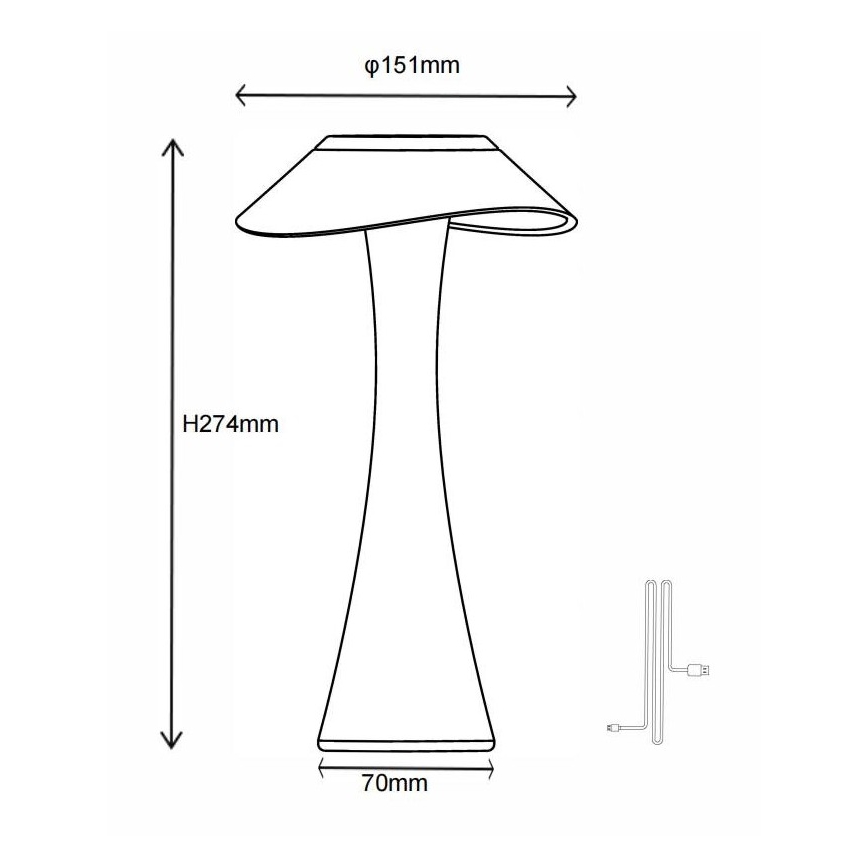 Globo - dimmbare, wiederaufladbare LED-Tischlampe LED/2,5W/3,7V 1200 mAh 2700/4500/6500K goldfarben