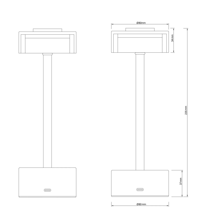 Globo - LED Dimm- und aufladbare Tischleuchte mit Touch-Funktion LED/2,5W/3,7V 2700/4000/6500K 1800mAh Messing