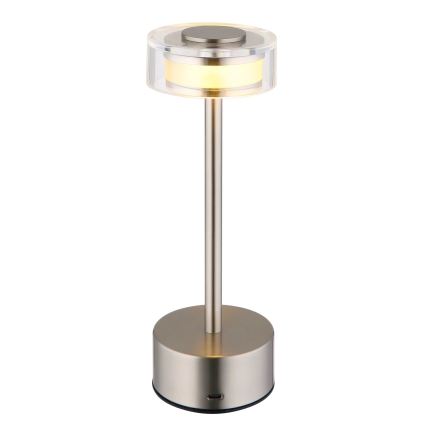 Globo - LED Dimm- und aufladbare Tischleuchte mit Touch-Funktion LED/2,5W/3,7V 2700/4000/6500K 1800mAh matt Chrom