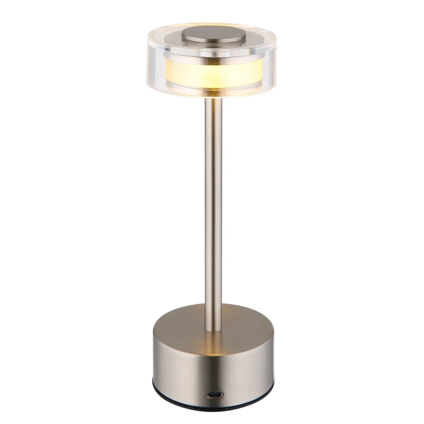 Globo - LED Dimm- und aufladbare Tischleuchte mit Touch-Funktion LED/2,5W/3,7V 2700/4000/6500K 1800mAh matt Chrom