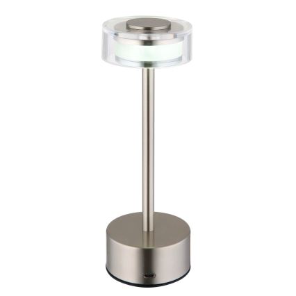 Globo - LED Dimm- und aufladbare Tischleuchte mit Touch-Funktion LED/2,5W/3,7V 2700/4000/6500K 1800mAh matt Chrom