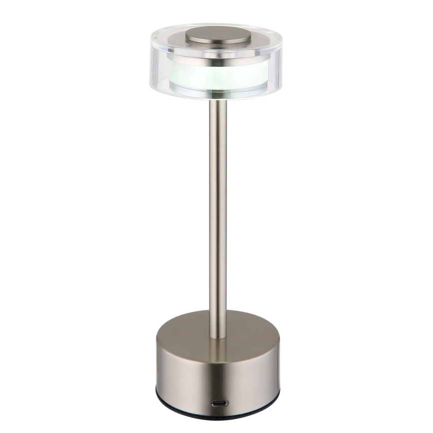 Globo - LED Dimm- und aufladbare Tischleuchte mit Touch-Funktion LED/2,5W/3,7V 2700/4000/6500K 1800mAh matt Chrom