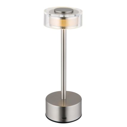 Globo - LED Dimm- und aufladbare Tischleuchte mit Touch-Funktion LED/2,5W/3,7V 2700/4000/6500K 1800mAh matt Chrom