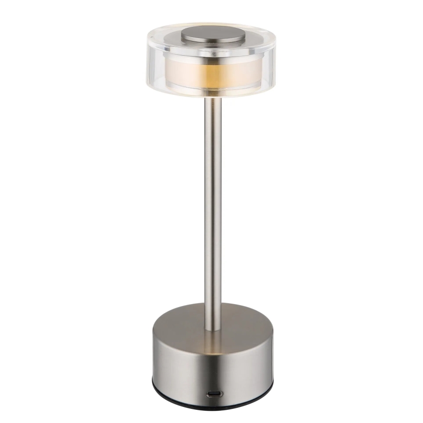 Globo - LED Dimm- und aufladbare Tischleuchte mit Touch-Funktion LED/2,5W/3,7V 2700/4000/6500K 1800mAh matt Chrom