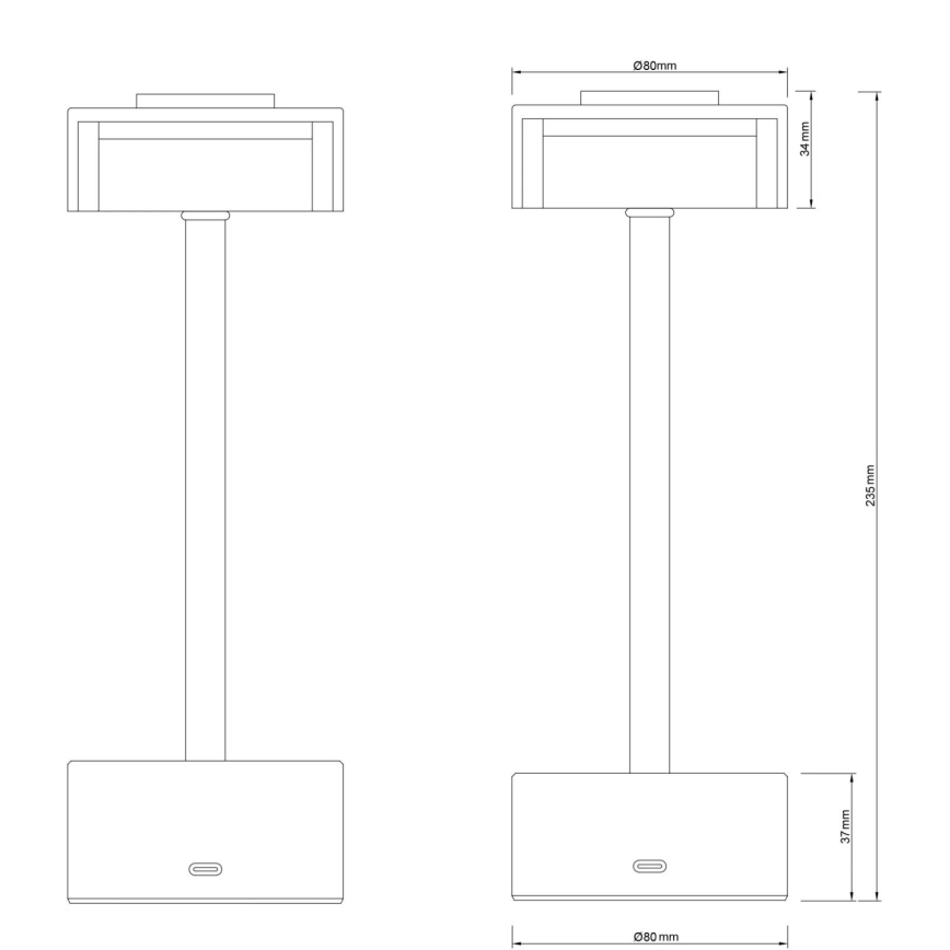 Globo - LED Dimm- und aufladbare Tischleuchte mit Touch-Funktion LED/2,5W/3,7V 2700/4000/6500K 1800mAh matt Chrom