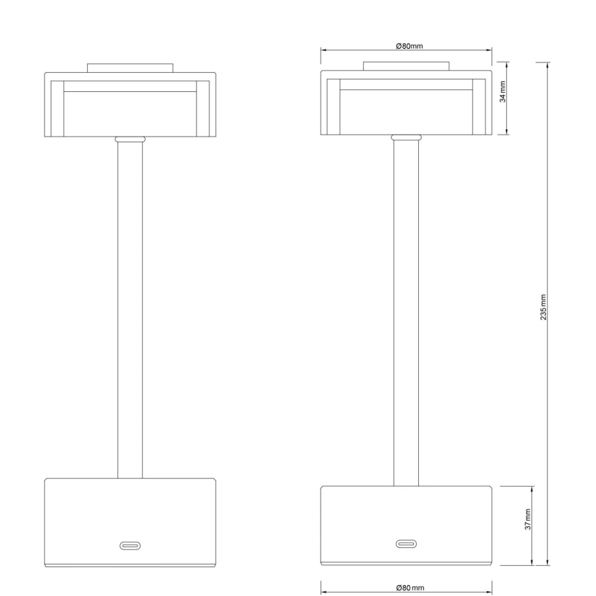 Globo - LED Dimm- und aufladbare Tischleuchte mit Touch-Funktion LED/2,5W/3,7V 2700/4000/6500K 1800mAh schwarz