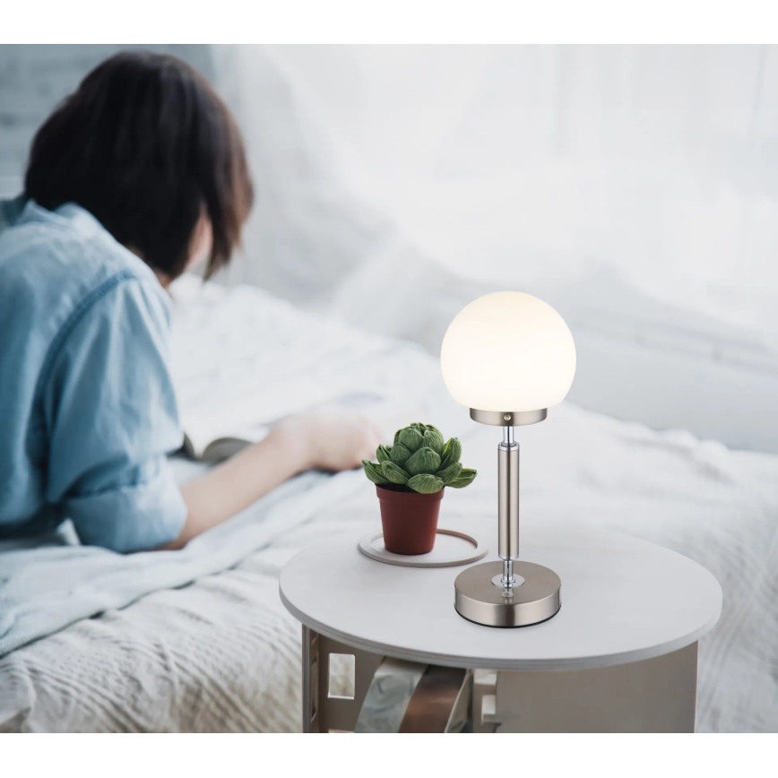 Globo - Dimm- und aufladbare LED-Tischleuchte mit Touch-Funktion LED/2,5W/5V 1800mAh 2700/4000/6500K matt Chrom