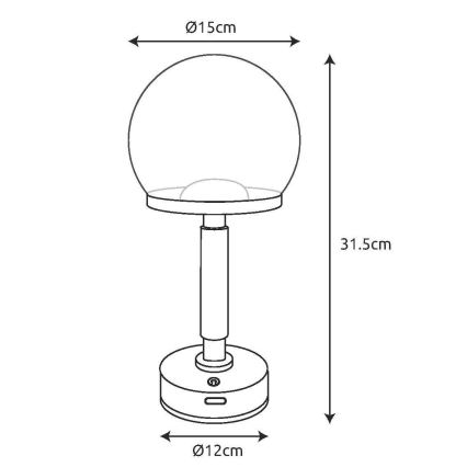 Globo - Dimm- und aufladbare LED-Tischleuchte mit Touch-Funktion LED/2,5W/5V 1800mAh 2700/4000/6500K schwarz
