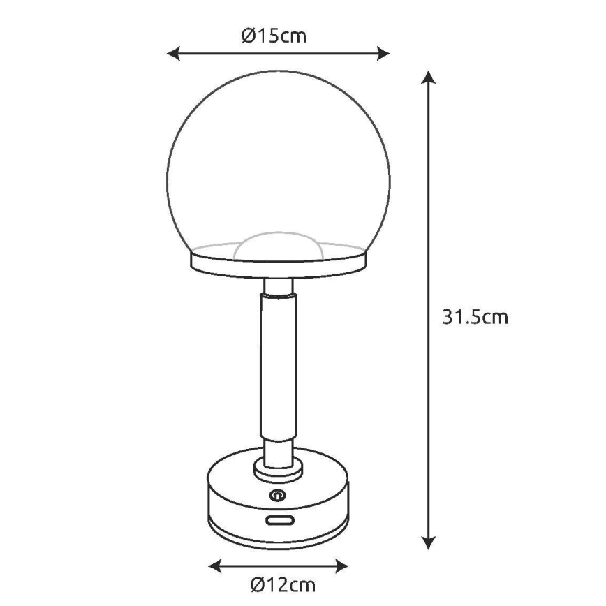 Globo - Dimm- und aufladbare LED-Tischleuchte mit Touch-Funktion LED/2,5W/5V 1800mAh 2700/4000/6500K schwarz