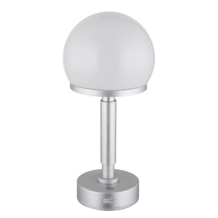 Globo - Dimm- und aufladbare LED-Tischleuchte mit Touch-Funktion LED/2,5W/5V 1800mAh 2800K silbern