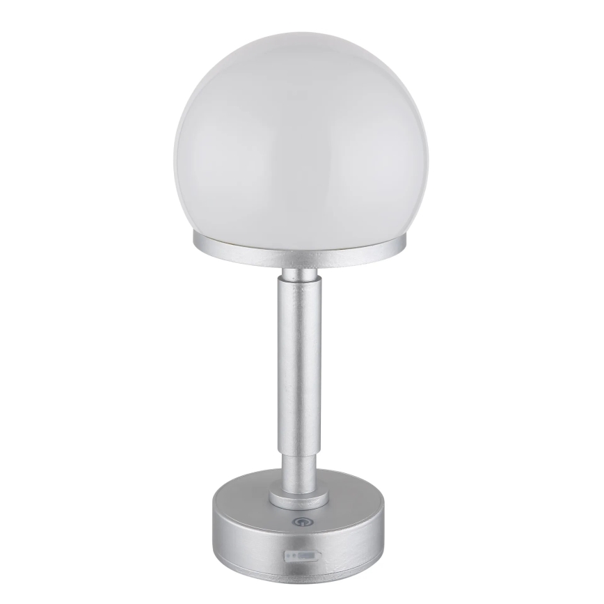 Globo - Dimm- und aufladbare LED-Tischleuchte mit Touch-Funktion LED/2,5W/5V 1800mAh 2800K silbern
