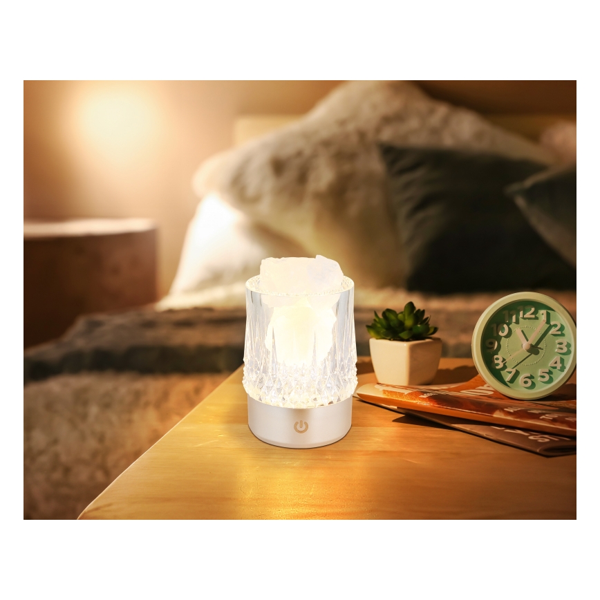 Globo - Dimmbare Touch-LED-Tischlampe, 1W/5V, 3000K, 1200 mAh, silber