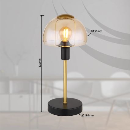 Globo - Tischleuchte mit Touch-Funktion 1xE14/25W/230V schwarz/golden