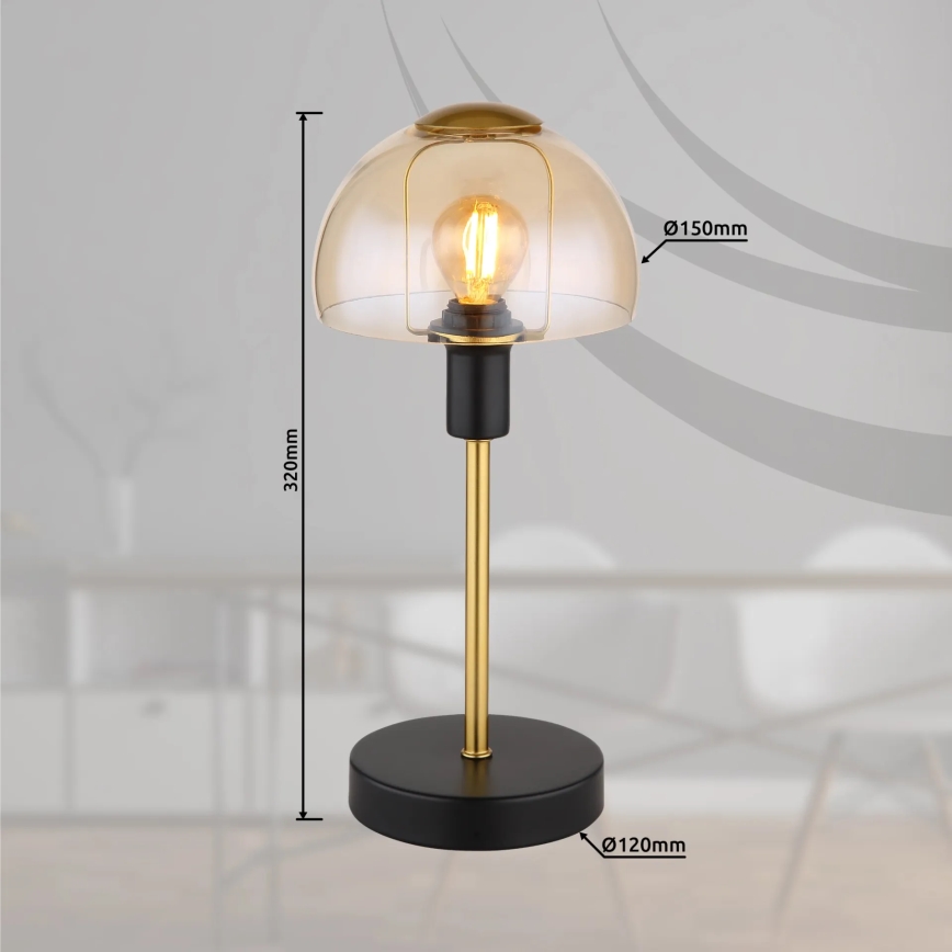 Globo - Tischleuchte mit Touch-Funktion 1xE14/25W/230V schwarz/golden