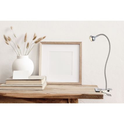 Globo - LED flexible Klemmlampe mit Clip LED/3W/230V mattchrom