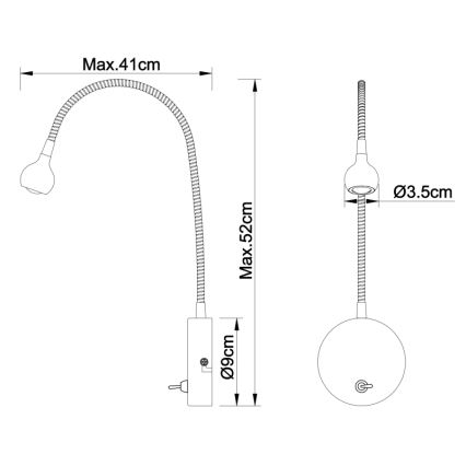 Globo - Flexible kleine LED-Leuchte LED/3W/230V glänzendes Chrom