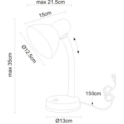 Globo - Tischlampe 1xE27/40W/230V schwarz