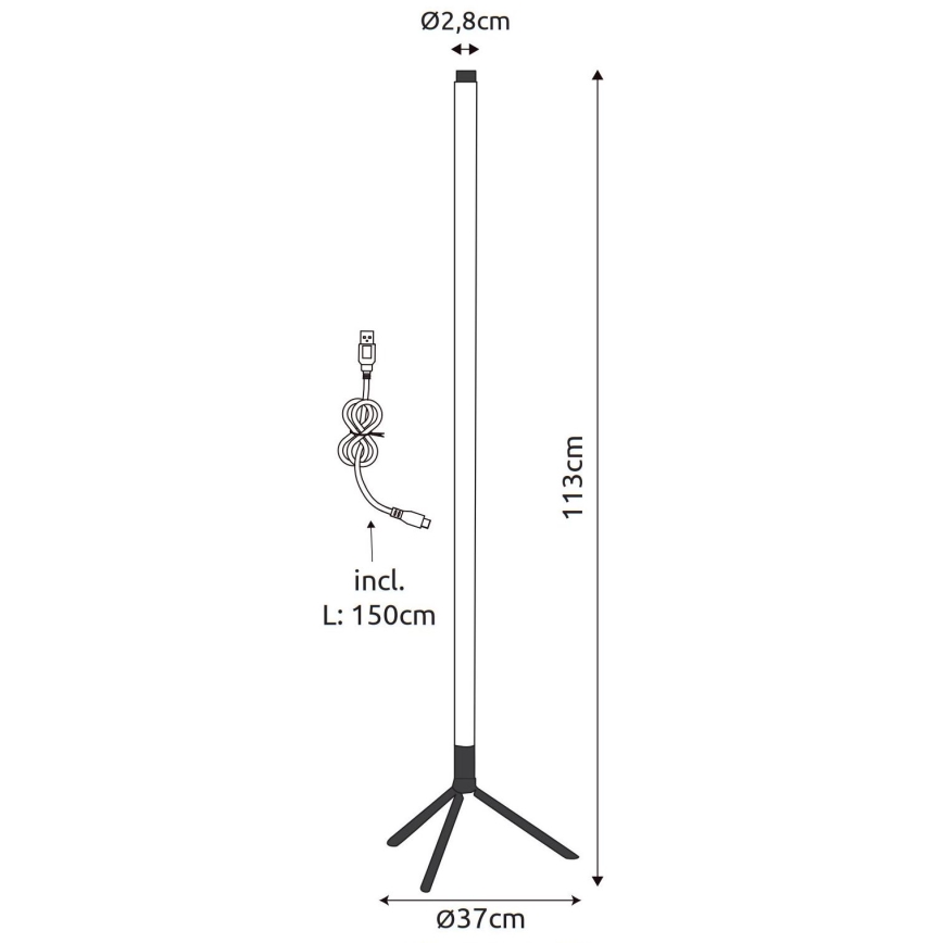 Globo - LED RGB dimmbare Stehlampe LED/7W/5V + Fernbedienung