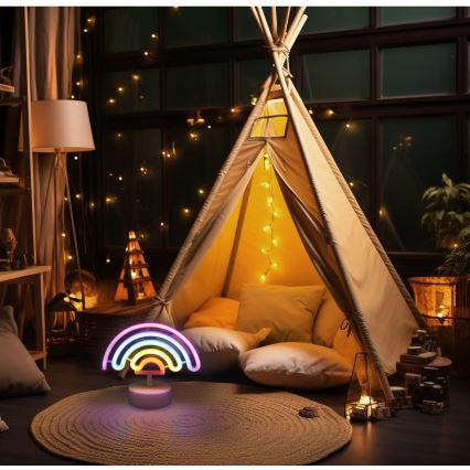 Globo - LED Neon Tischdekoration LED/2W/3xAA Regenbogen