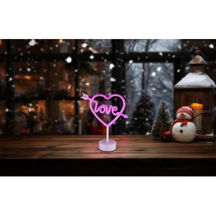 Globo - LED Neon Tischdekoration LED/2W/3xAA Herz